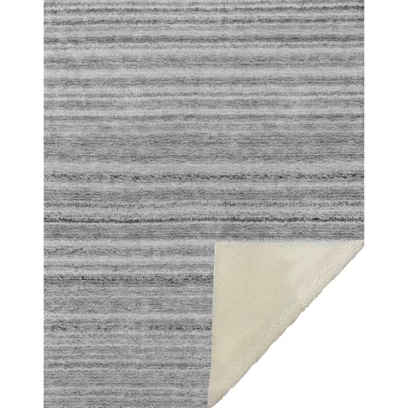 Premium Machine Washable Casual Stripes Sherpa Throw Blanket
