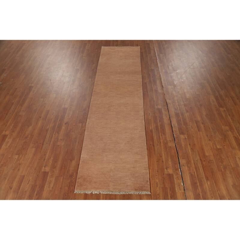 Brown Gabbeh Modern Runner Rug Handmade Wool Carpet - 2'7"x 9'11"