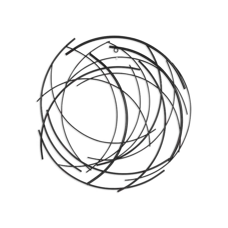 Denine Metal Black Small Abstract Round Wall Art