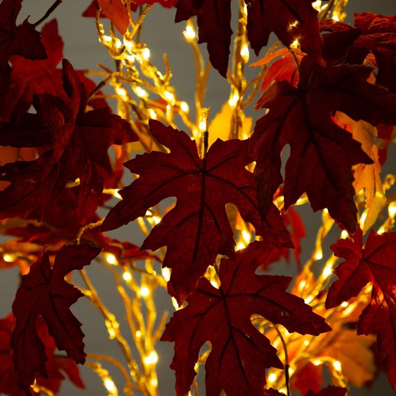 Pre-Lit Autumn Weeping Maple Artificial Potted Tree - 6' - Warm White LED Lights