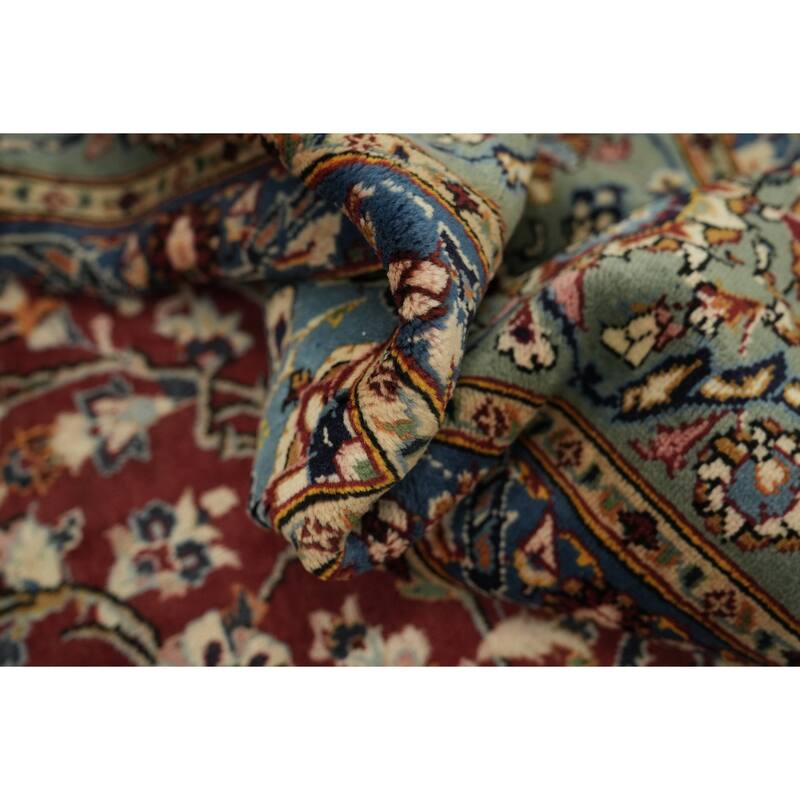 Hand Knotted Oriental 100% Wool Carpet Traditional Floral Red Kashan Area Rug - 13' 5'' X 9' 7''