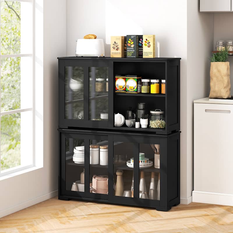 Costway 2-Door Stackable Buffet Sideboard Set of 2 with Sliding - See Details