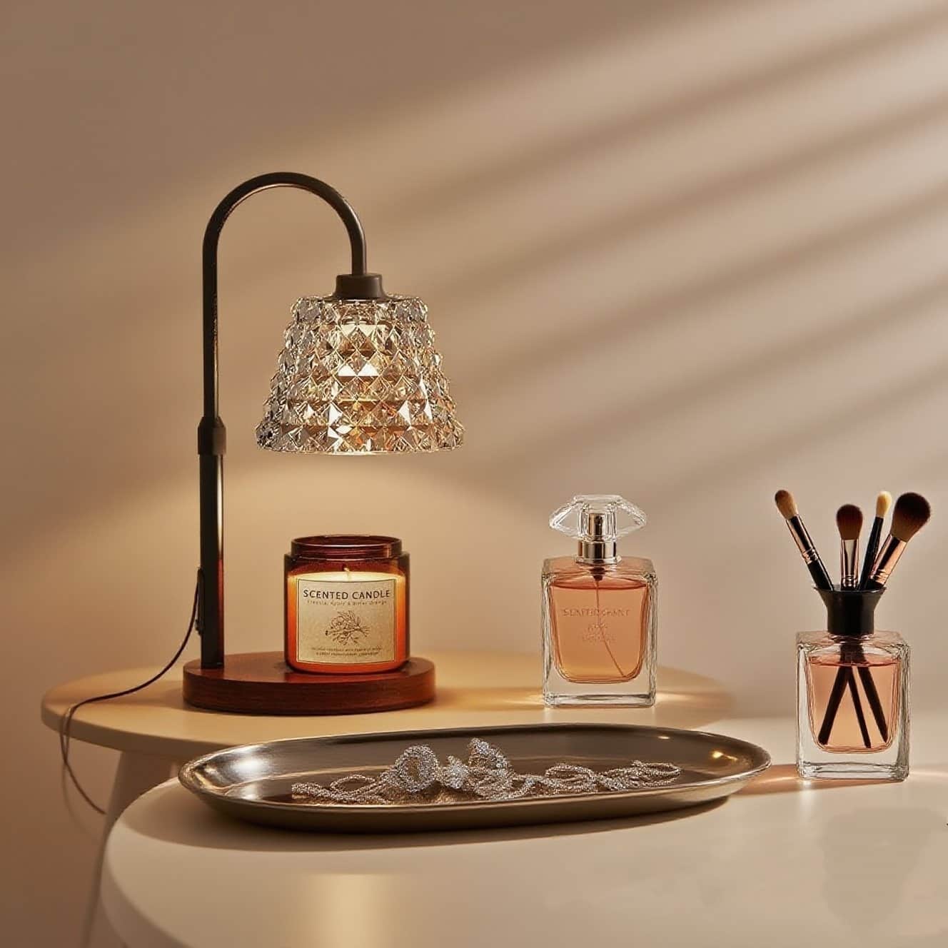 EROMMY Candle Warmer Lamp – Dual Halogen Bulbs, Timer, Dimmable & Height-Adjustable Wax Melter