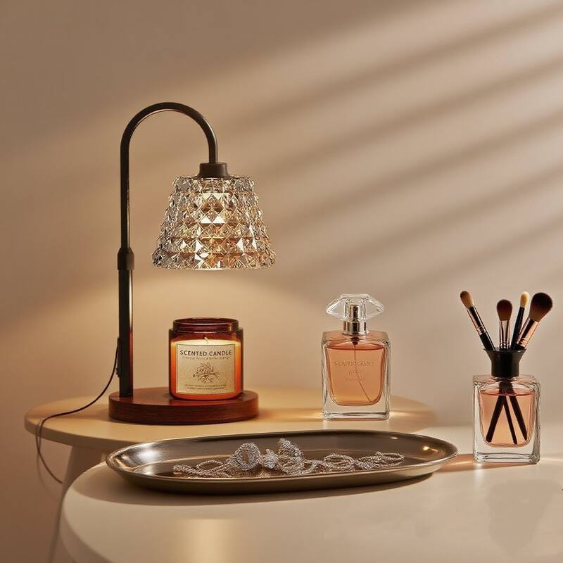 EROMMY Candle Warmer Lamp with Timer, Adjustable Wax Melter with 2 Bulbs & Dimmer. - Black.