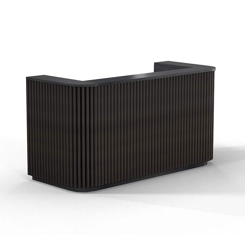 WESOME 70.87in Mid Century Curved Reception Desk with Cable Box LED Light