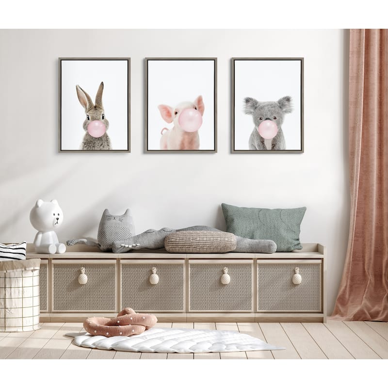 Kate and Laurel Sylvie Bubble Gum Koala Framed Canvas by Amy Peterson