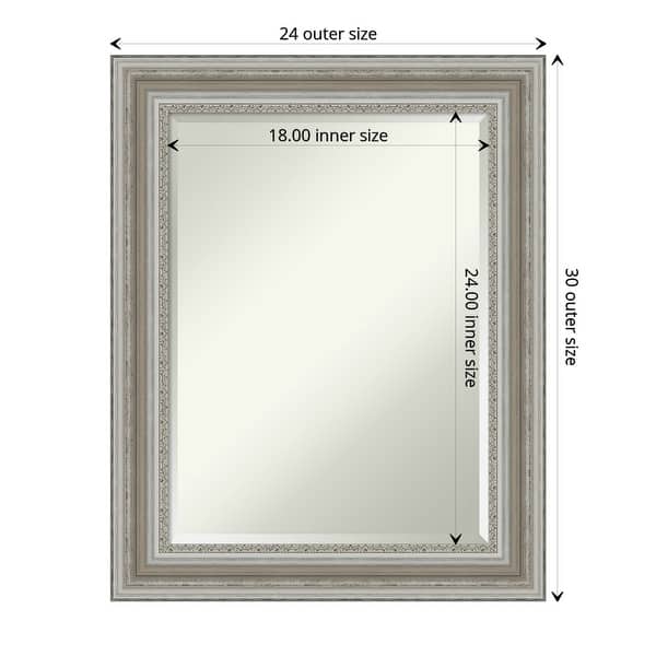 dimension image slide 0 of 6, Beveled Bathroom Wall Mirror - Parlor Silver Frame
