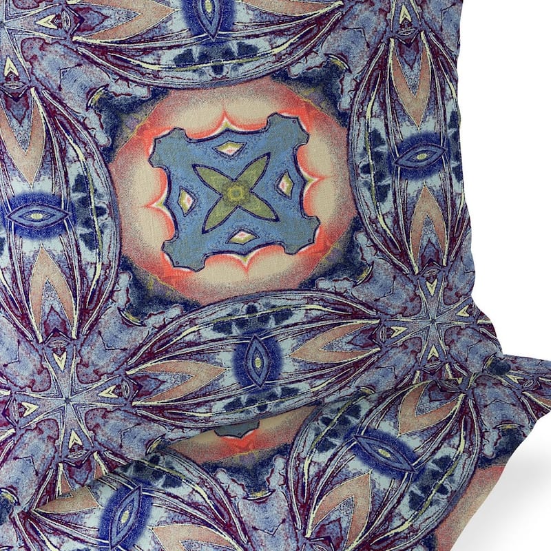 HomeRoots Set of Two 16" X 16" Blue and Pink Blown Seam Floral Indoor Outdoor Throw Pillow - 16.00' X '16.00' X '5.00