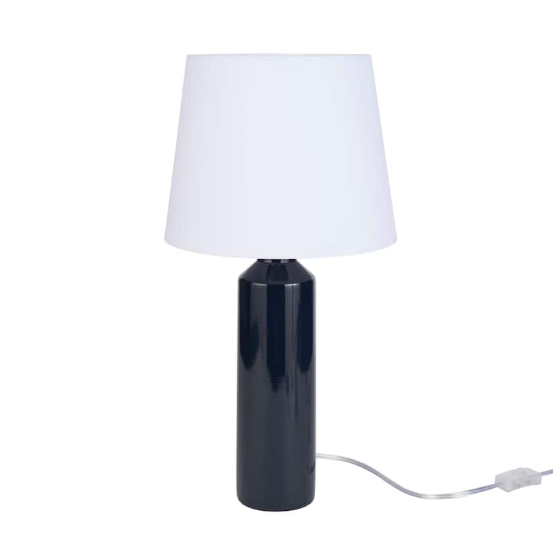 Nourison 22" Simple Coastal Ceramic Cylinder Table Lamp