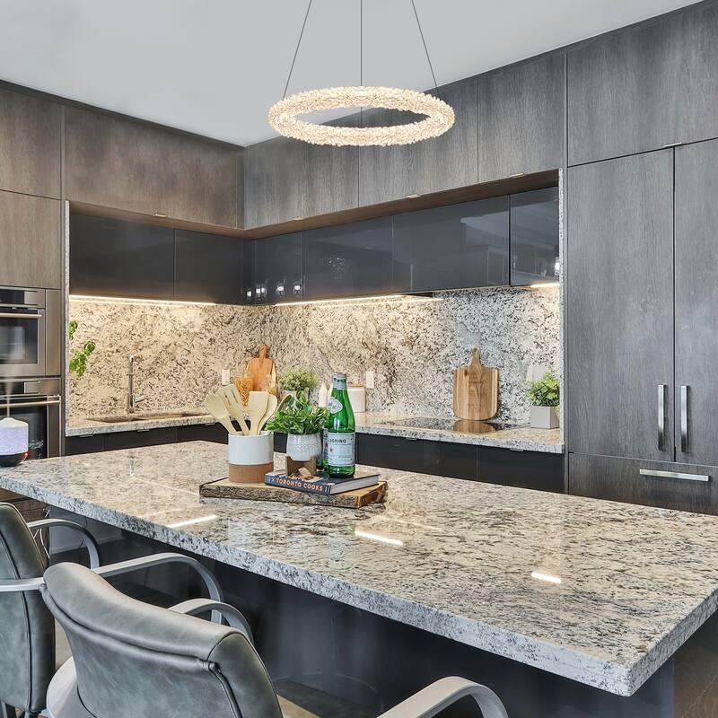 Modern Gold Crystal LED Chandelier, Dimmable Ring Light