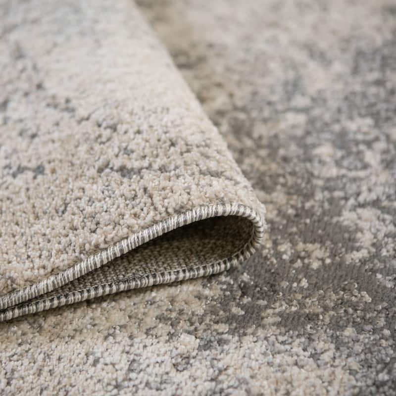 Yamanu Ester Cream Abstract Polyester Area Rug