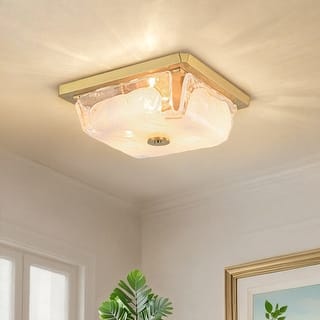 Modern 3-Light Square Cloud Glass Flush Mount - 13.0 in