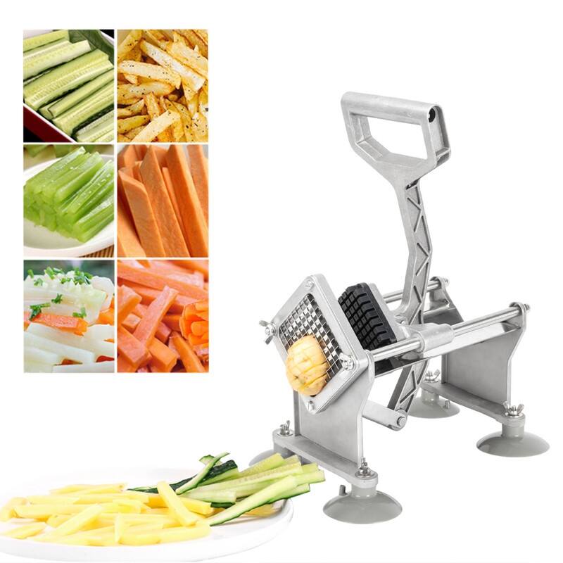 Vertical French Fry Cutter with 4Pcs Blades & 4Pcs Suction Cups & 2pcs Expansion Bolts - Silver