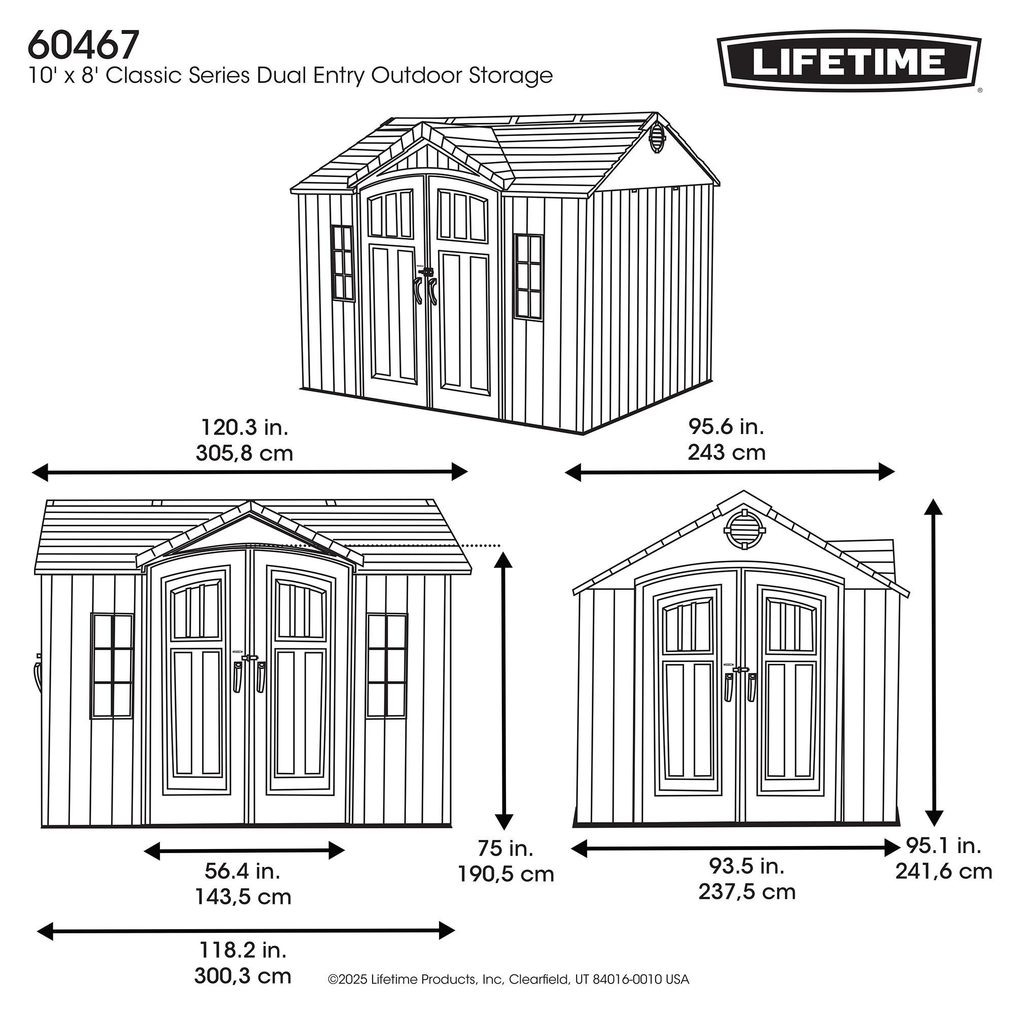 Lifetime 10 Ft. X 8 Ft. Dual Entry Outdoor Storage Shed (60467