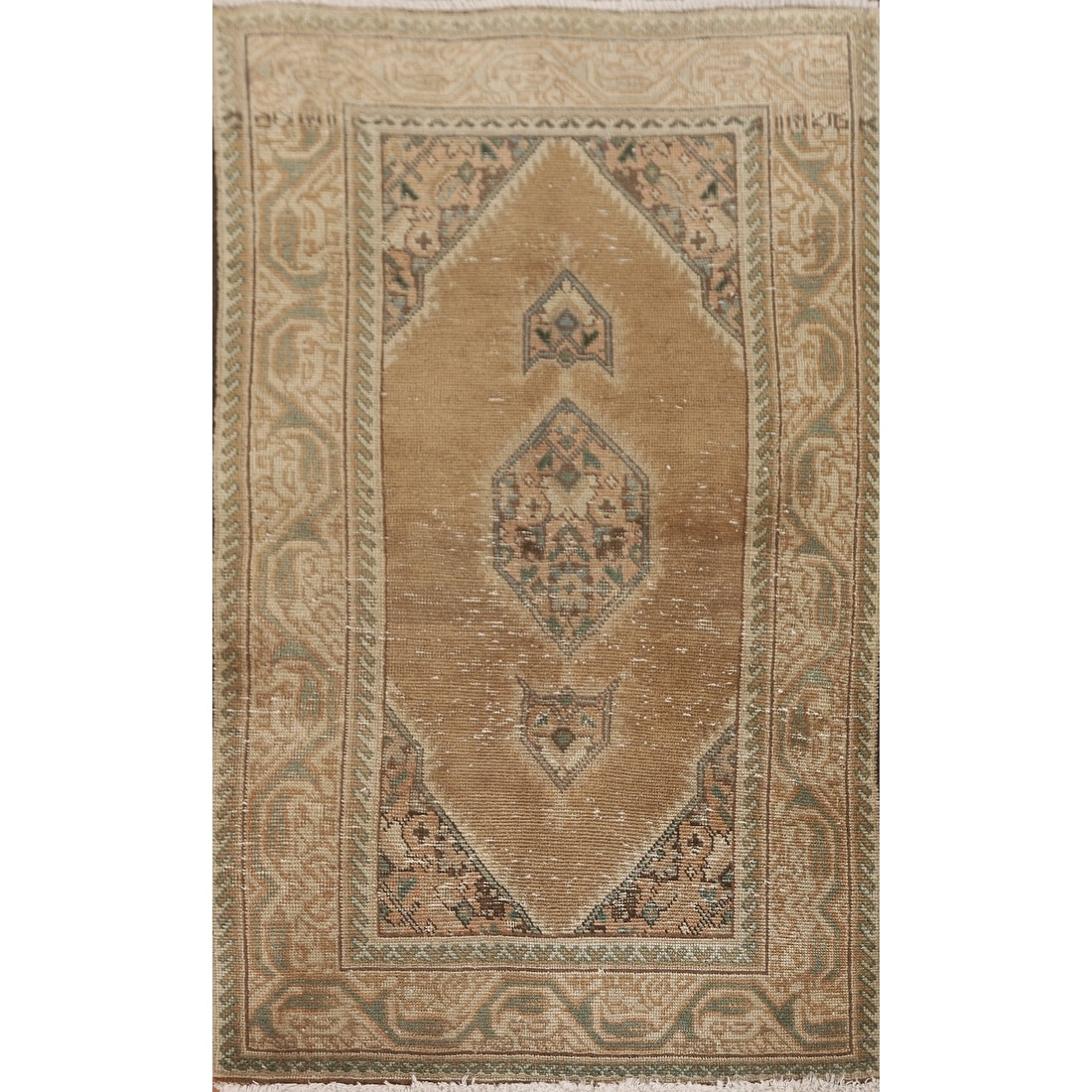 Hand Knotted Oriental 100% Wool Carpet Traditional Medallion Brown Hamedan Area Rug - 4' 8'' X 2' 7''