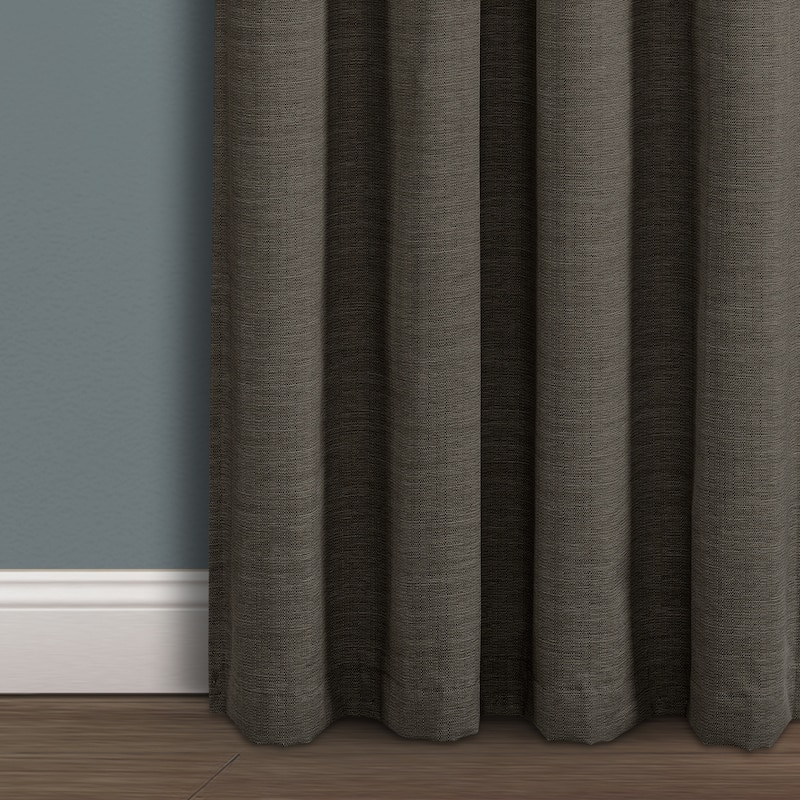Porch & Den Limpus Faux Linen Grommet Top Blackout Curtain Panel
