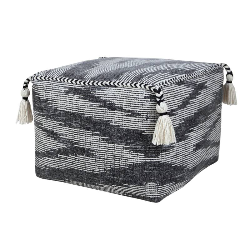 HomeRoots 18" Gray 100% Cotton Ottoman