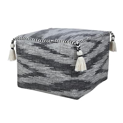 HomeRoots 18" Gray 100% Cotton Ottoman