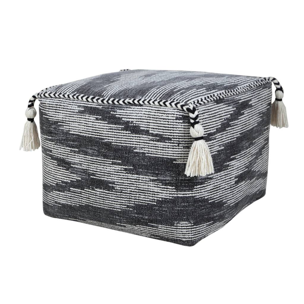 HomeRoots 18" Gray 100% Cotton Ottoman