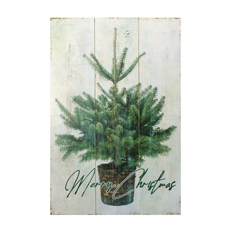 Wooden Pine Tree Plaque (Set of 2)