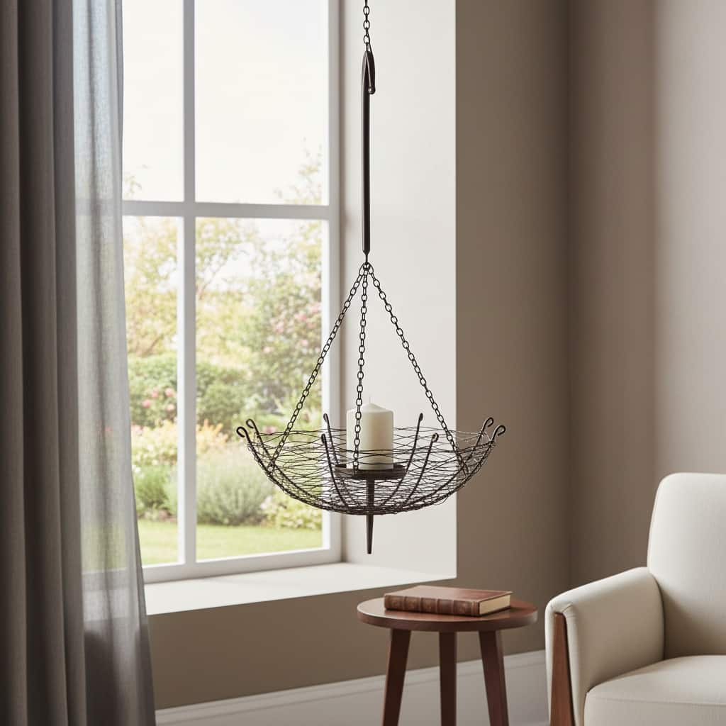 31" Black Distressed Woven Metal Lantern Candle Holder