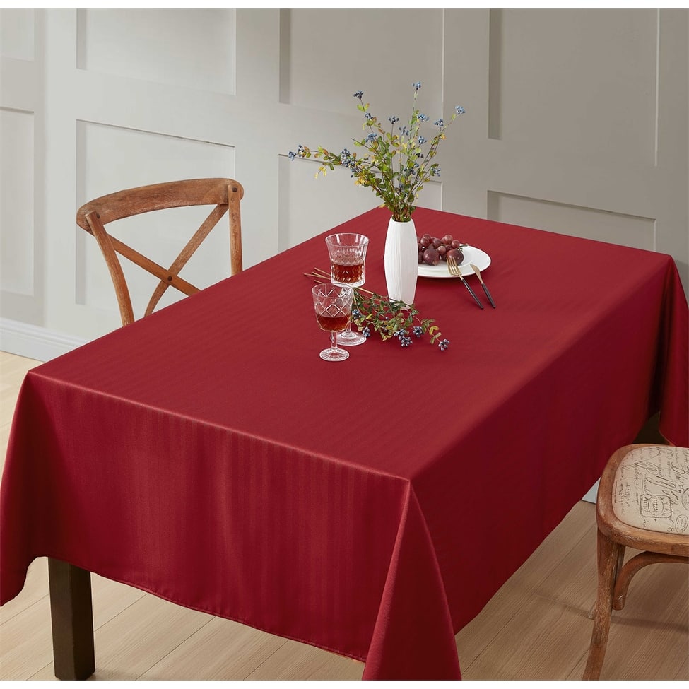 HLC.me Lincoln Jacquard Striped Fabric Tablecloth for Rectangle Table Advanced Water & Fade Resistance