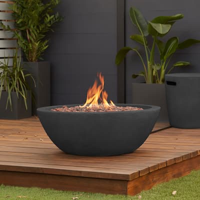 Riverside 36.5" Round Gas Fire Bowl in Shale by Real Flame