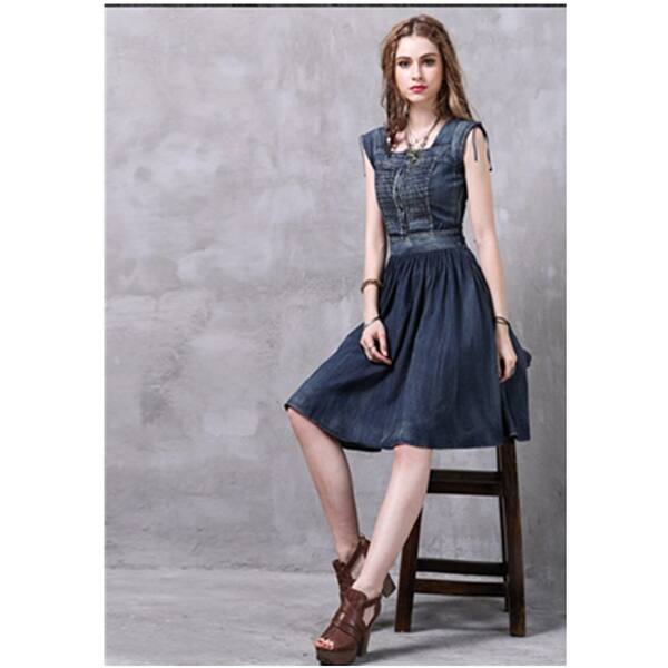 Shop 2018 Summer Clothes The Vintage Article Waist Cowboy Dress