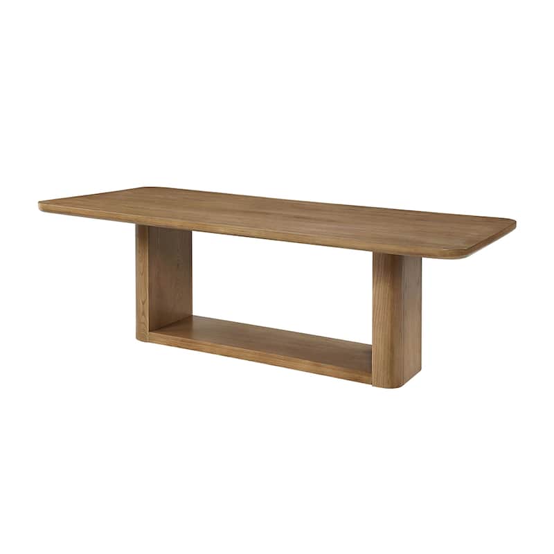 Rectangular Wooden Dining Table with Trestle Base in Oak - Oak