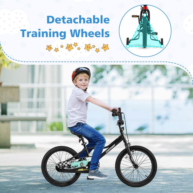 Costway 12"/14"/16"/18" Kids Training Bike with Removable Training
