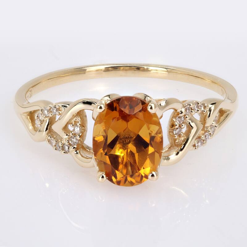 Miadora Oval Madeira Citrine and Diamond Accent Link Engagement Ring in 10k Yellow Gold