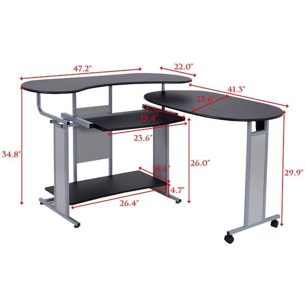 Shop Costway Expandable L Shaped Computer Desk Pc Table Corner