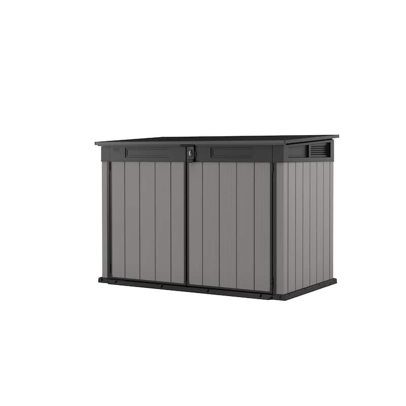 Keter Premier Jumbo Horizontal Resin Outdoor Storage Shed for Patio Furniture and Tools, Grey - Grey