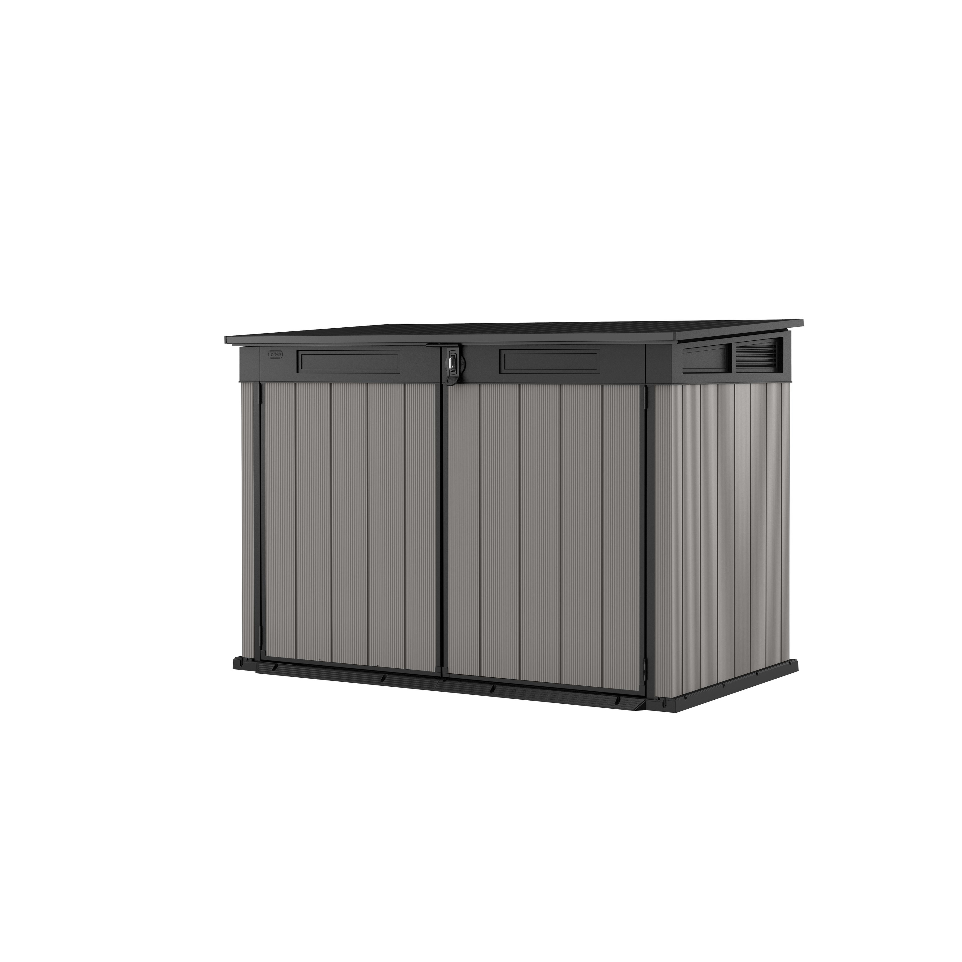 Keter Premier Jumbo Horizontal Resin Outdoor Storage Shed for Patio Furniture and Tools, Grey