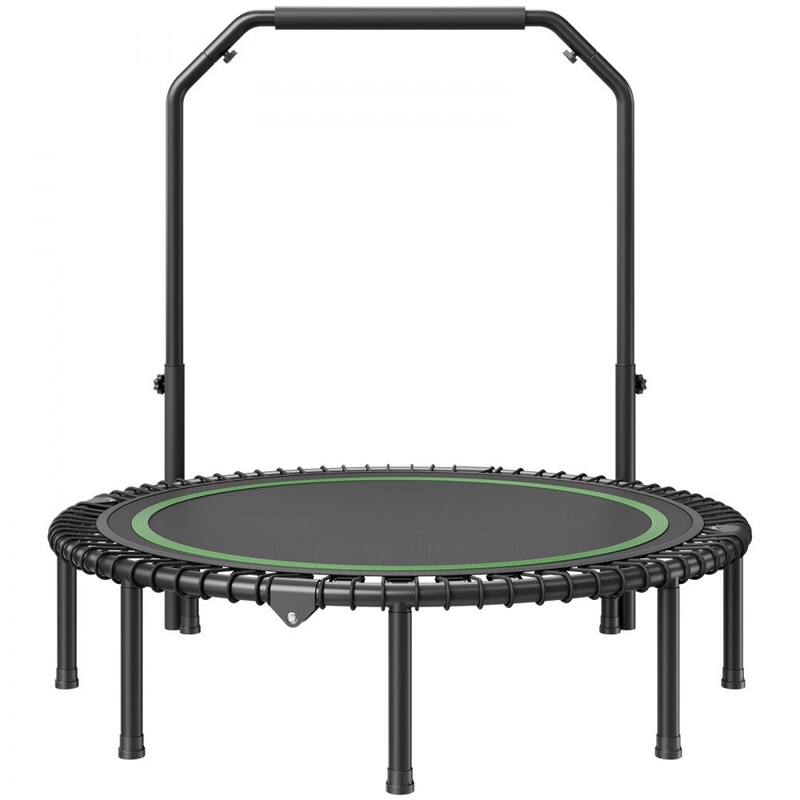 Black-Green Foldable Steel Fitness Trampoline with Adjustable Handle Perfect for Home Exercise