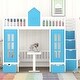 preview thumbnail 2 of 7, Blue Full-Over-Full Bunk Bed with Changeable Table and Drawer - Playhouse Design
