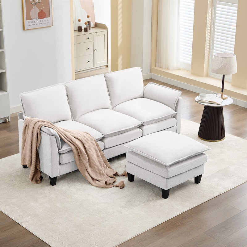 Luxury 3-Seater Sofa & Footstool – Ultra-Plush, Multi-Room Comfort