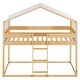 preview thumbnail 20 of 24, Twin Over Twin Wood Bunk Bed with Play Tent and Espresso Solid Wood, 250lb Capacity, Fun House Design for Kids