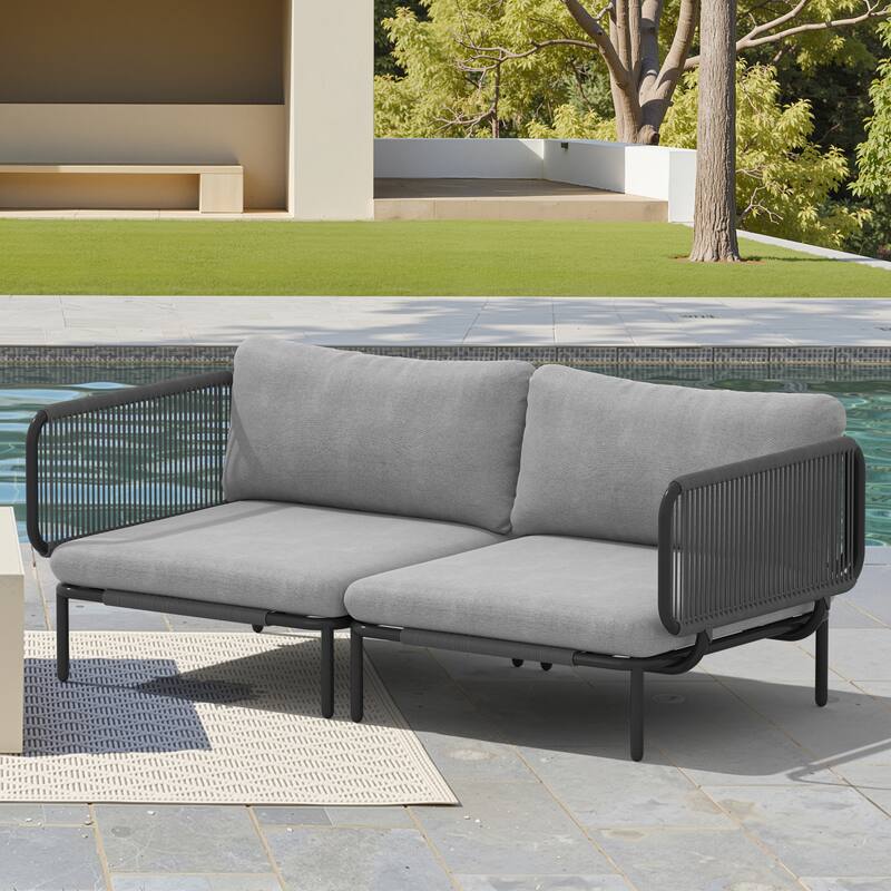 Sectional Sofa Set for Patio Outdoor Cushion Furniture DIY Free Combination - DarkGrey