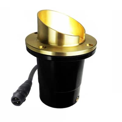 12V Composite In Ground Well Light w/ Brass Angle Shield