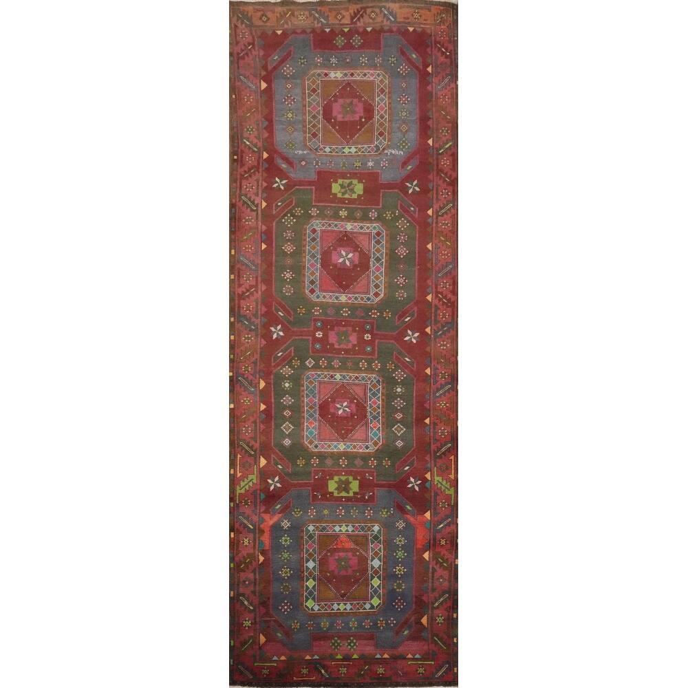 Hand Knotted Oriental 100% Wool Carpet Traditional Tribal Red Ardebil Runner Rug - 12' 11'' X 3' 8''