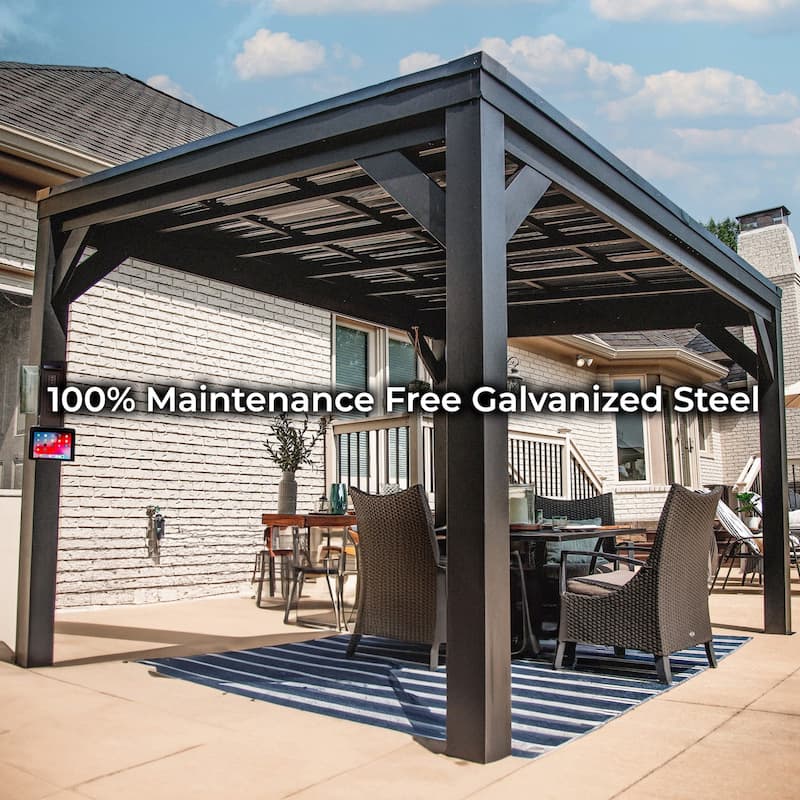 Backyard Discovery Stonebridge 12x9.5' Galvanized Steel Outdoor Gazebo