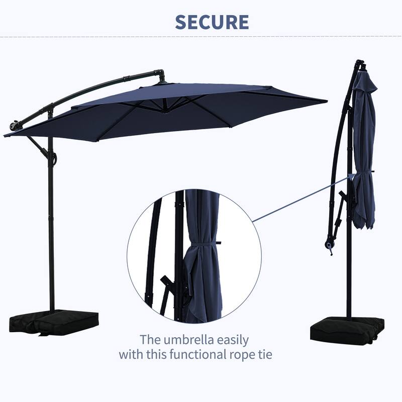 Ainfox 10 ft Cantilever Offset Outdoor Patio Umbrella with Base Stand Rotate and Tilt