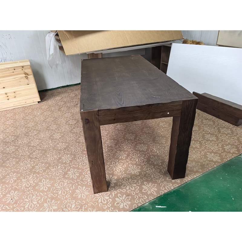 63-Inch Solid Wood Computer Desk, Large Executive Desk for Home Office