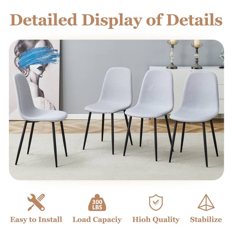 Modern Dining Table Set with Marble Pattern Top, O-Shaped Legs, Waterproof Cat Paw Leather Chairs, Non-Slip Feet