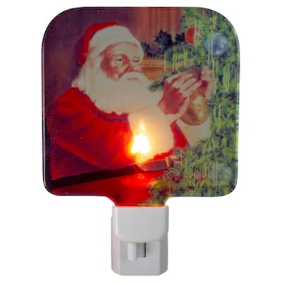 6" Norman Rockwell 'Santa Trimming Tree' Glass Christmas Night Light
