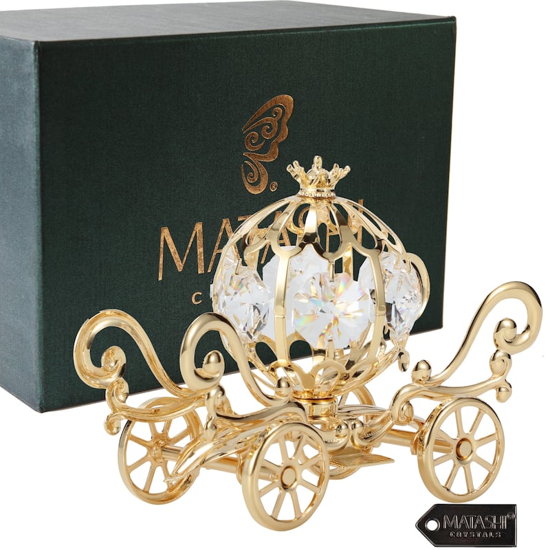 24k Goldplated Matashi Princess Pumpkin Coach Made with Genuine Matashi Crystals