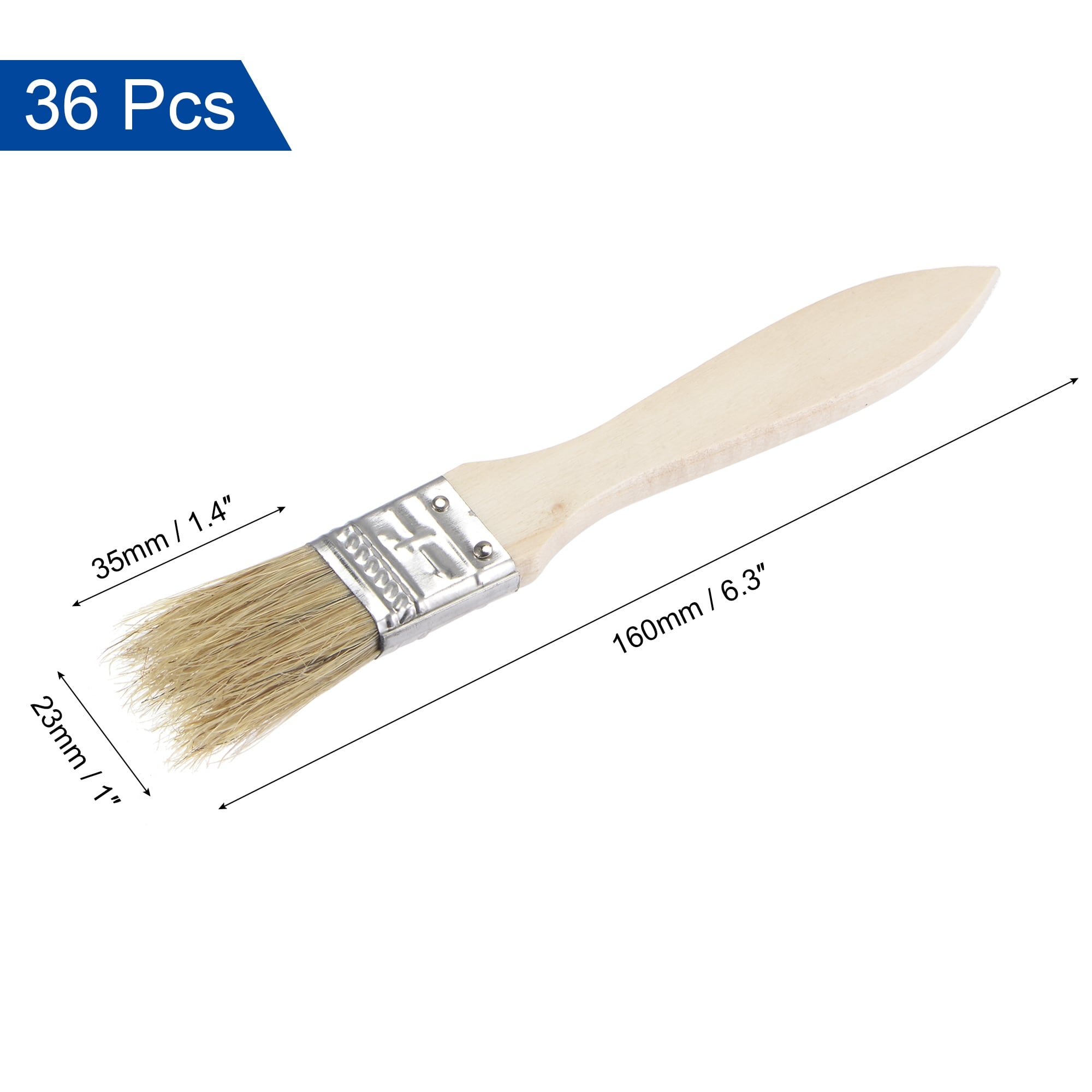 1 Inch Paint Brush Natural Bristle Flat Edge Wood Handle 36Pcs - Brown - 1  - On Sale - Bed Bath & Beyond - 37404328