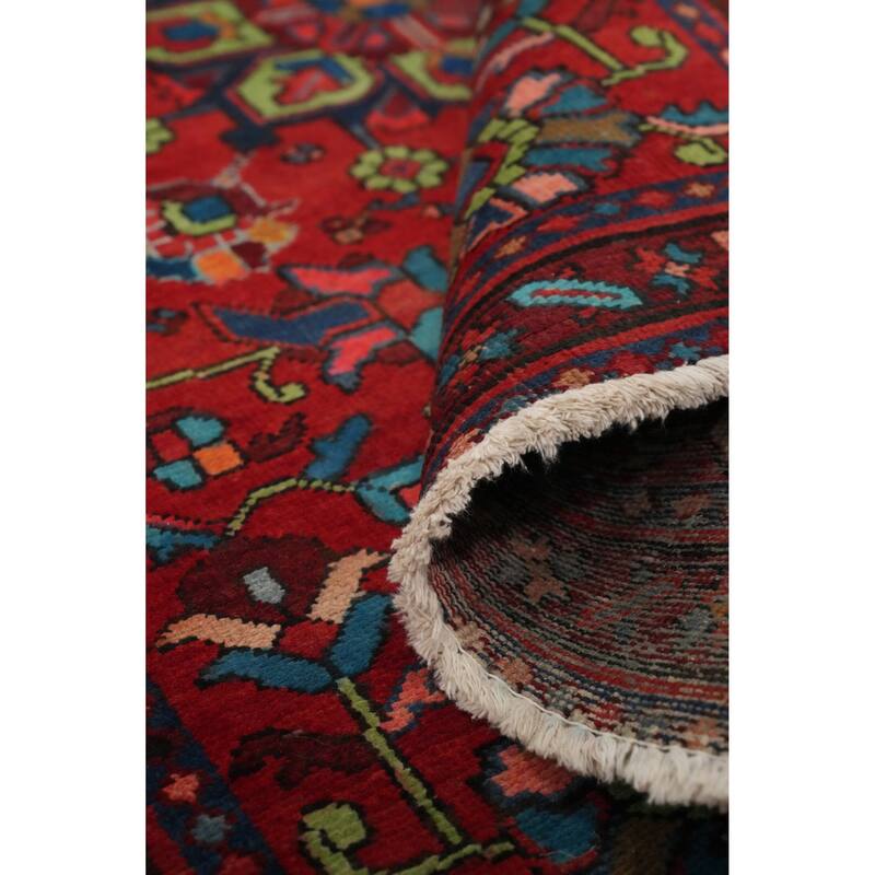 Hand Knotted Oriental 100% Wool Carpet Traditional Floral Red Tabriz Runner Rug - 10' 8'' X 3' 3''
