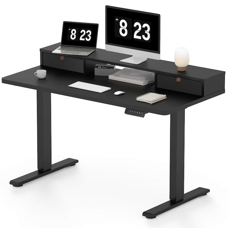 FlexiSpot 48"x24"/55"x24" Ergonomic Height Adjustable Standing Desk with 2 Drawers, Monitor Stand Computer Desk
